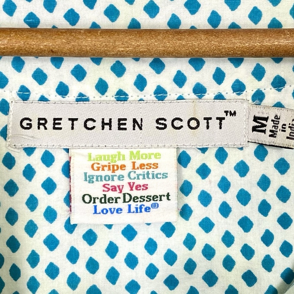 Gretchen Scott Size Medium Tunic Top Blouse 3/4 Sleeve Preppy‎ Coastal Lagenlook - Picture 4 of 5